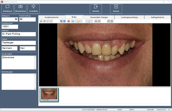 Patientenbilder im Dentallabor direkt beim Arbeitsplatz abrufen über DENTAplus LaborInfo