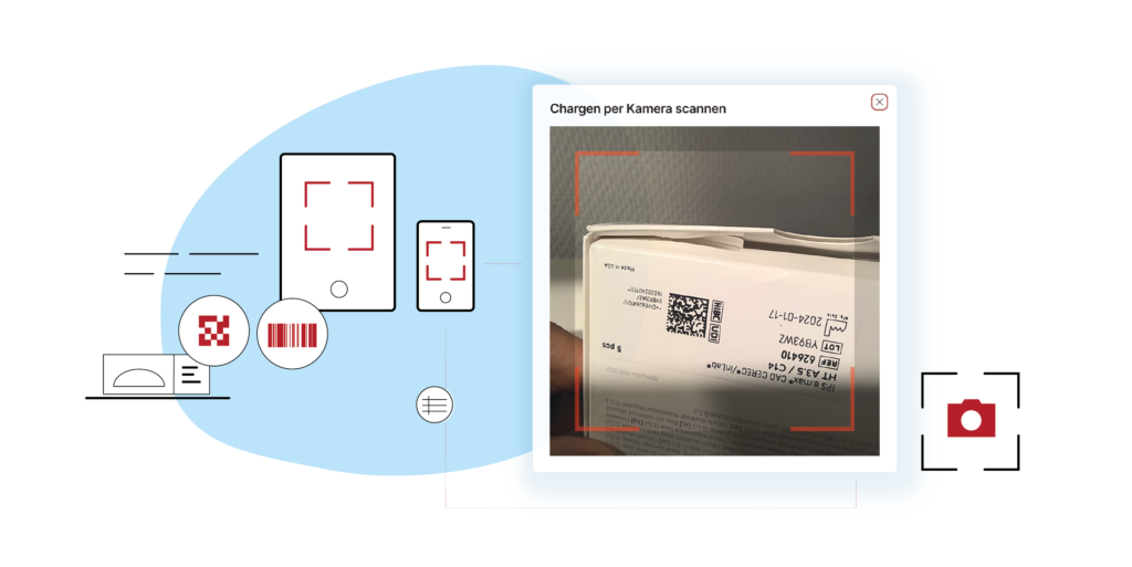 Material Chargen und Lot Nummern im Dentallabor direkt per Tablet-Kamera in die Auftragsakte scannen